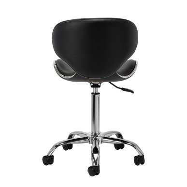 Professionele cosmetische kruk Gabbiano Q-4599 zwart V2 met rugleuning, gasveer en wielen, tweede categorie voor salon