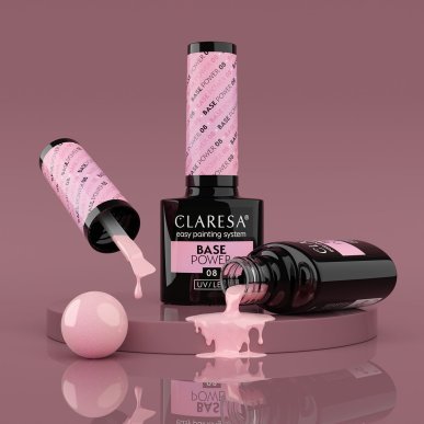 Hybride basis voor nagels Claresa Power Base 08, zelfnivellerend, versterkend, 5 g voor manicure salon en thuis