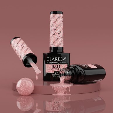 Hybride nagelbasis Claresa Power Base 09 5 g voor manicure, zelfnivellerend en versterkend voor salon en thuis