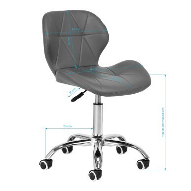 Professionele cosmetische kruk 4Rico QS-06 grijs met verstelbare zithoogte voor salon, manicure en make-up
