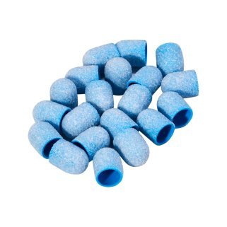 Schuurkapjes EXO Hard Cap blauw 10 mm grit 80, 20 stuks voor nauwkeurige pedicure- en podologiebehandelingen