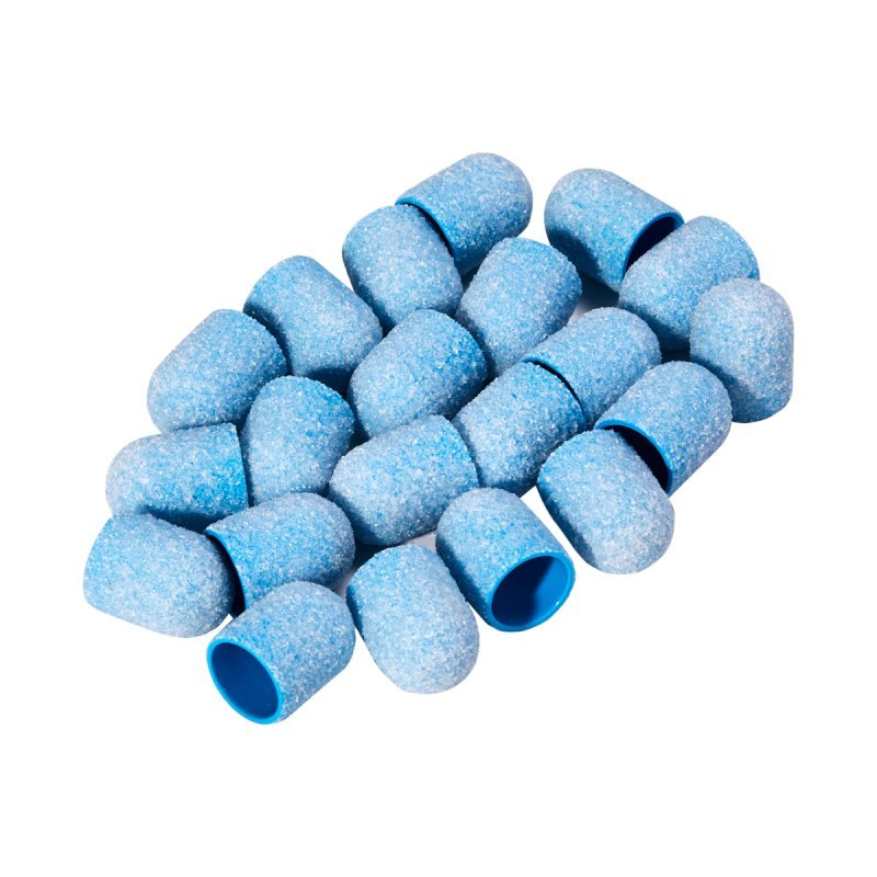 Blauwe schuurkapjes voor pedicure EXO Hard Cap grit 60, 13 mm, 20 stuks voor eelt en huidverhardingen in salon Blauwe schuurkapjes voor pedicure EXO Hard Cap grit 60, 13 mm, 20 stuks voor eelt en huidverhardingen in salon