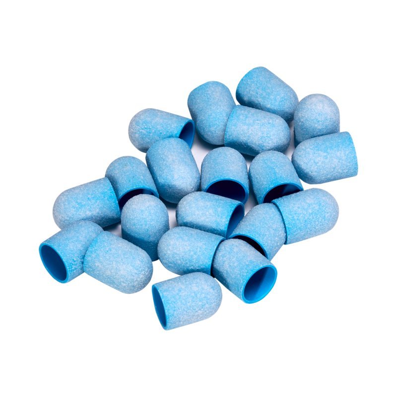 Schuurkapjes EXO Hard Cap blauw 13 mm grit 150, 20 stuks voor professionele pedicure en podologie met precieze afwerking