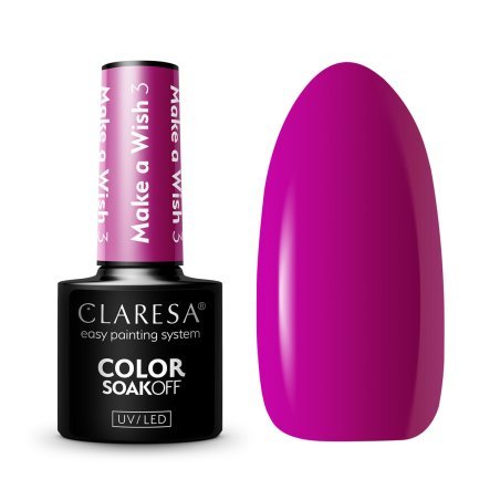 Hybride nagellak Claresa Make a Wish 3 5 g met egale kleur, hoge glans en duurzame afwerking voor manicure in salon en thuis