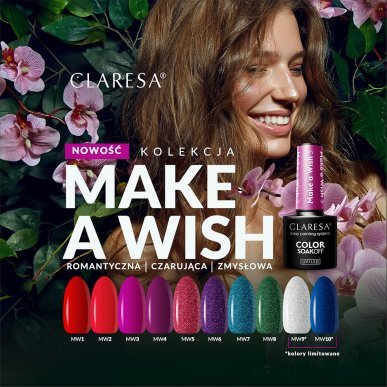 Hybride nagellak Claresa Make a Wish 4 5 g voor manicure met egale kleur, hoge glans en langdurige salonafwerking