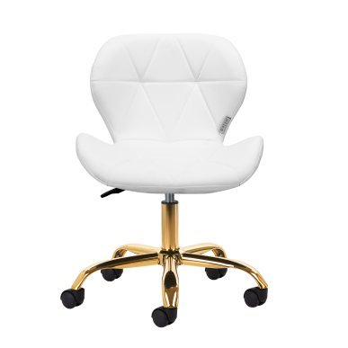 Cosmetische kruk 4Rico QS-06G wit voor professioneel salonwerk met verstelbare zithoogte en comfortabele rugleuning