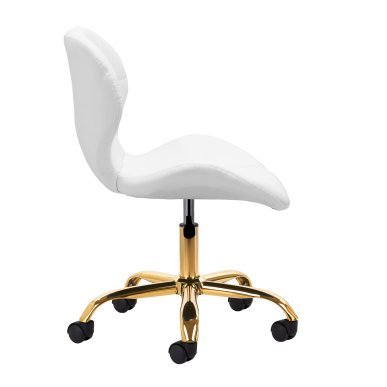 Cosmetische kruk 4Rico QS-06G wit voor professioneel salonwerk met verstelbare zithoogte en comfortabele rugleuning