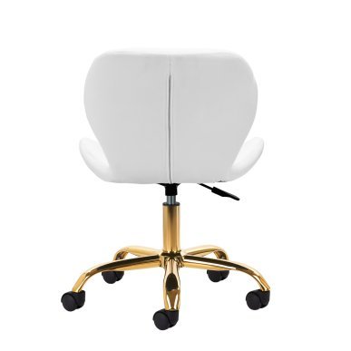 Cosmetische kruk 4Rico QS-06G wit voor professioneel salonwerk met verstelbare zithoogte en comfortabele rugleuning
