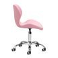Professionele cosmetische kruk 4Rico QS-06 roze met rugleuning, gaslift en wielen voor manicure, make-up en receptie