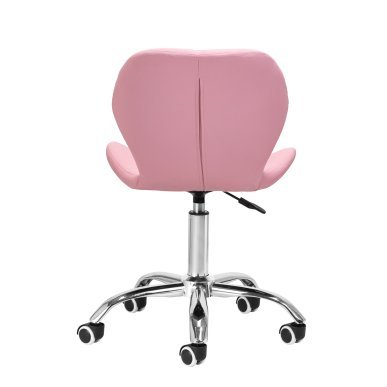 Professionele cosmetische kruk 4Rico QS-06 roze met rugleuning, gaslift en wielen voor manicure, make-up en receptie