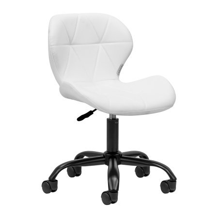 Professionele cosmetische kruk 4Rico QS-06B wit met rugleuning en gaslift voor manicure, make-up en salonwerk