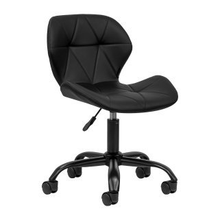 Professionele cosmetische kruk 4Rico QS-06B zwart met rugleuning en gaslift voor salon, make-up en receptiewerk