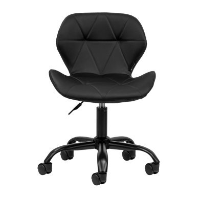 Professionele cosmetische kruk 4Rico QS-06B zwart met rugleuning en gaslift voor salon, make-up en receptiewerk