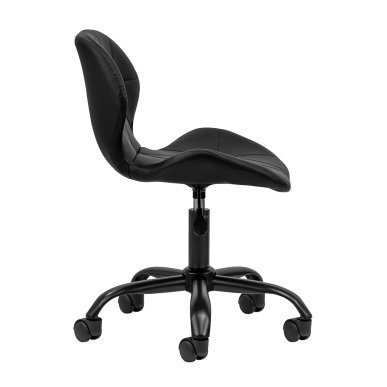 Professionele cosmetische kruk 4Rico QS-06B zwart met rugleuning en gaslift voor salon, make-up en receptiewerk
