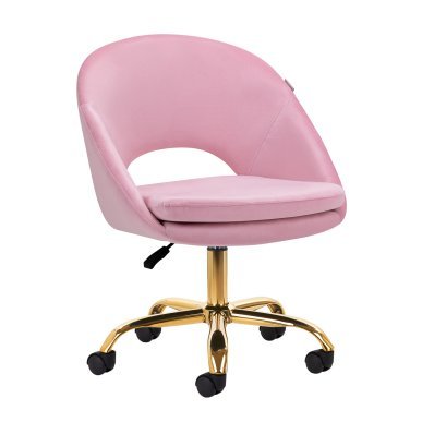 Professionele draaistoel 4Rico QS-MF18G roze goud met gaslift voor beauty-, nagel- en receptiewerk in de salon