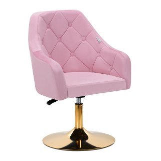 Professionele salonstoel 4Rico QS-BL14G roze goud met gaslift voor beauty- en nagelsalons, comfortabel salonwerk