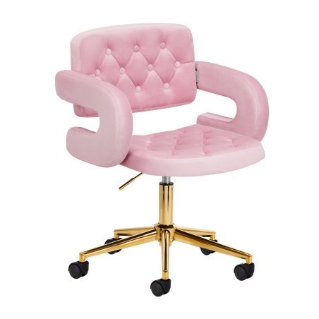 Professionele draaistoel 4Rico QS-OF213G roze goud voor beauty- en nagelsalon met gaslift voor comfortabel salonwerk