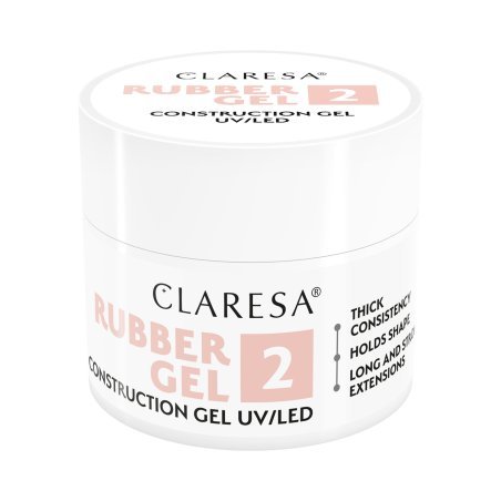 Rubber buildergel Claresa Rubber Gel 2 warm lichtroze 45 g voor nagelopbouw, verlenging en versteviging van de nagelplaat