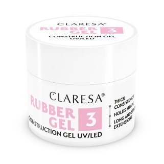 Buildergel voor nagels Claresa Rubber Gel 3 45 g middel koelroze voor opbouw, verlenging en professionele nagelstyling