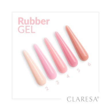 Buildergel voor nagels Claresa Rubber Gel 2 nude 90 g met warm lichtroze tint voor opbouw, verlenging en versteviging