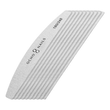 Professionele halve maan nagelvijl Ocho Nails slim 180/240, 10 stuks voor manicure, gel, acryl en natuurlijke nagels