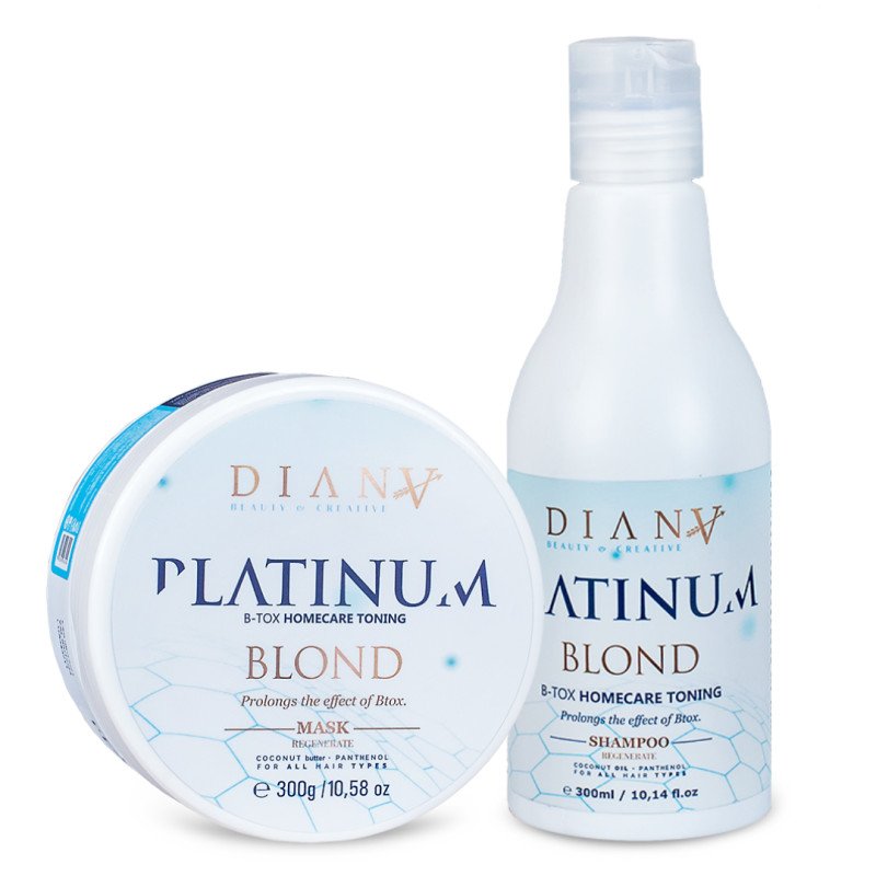 Platinum Set nach Rekonstruktion für Blondes Haar 300ml + 300g – Shampoo, Maske und Gelbstich-Korrektur