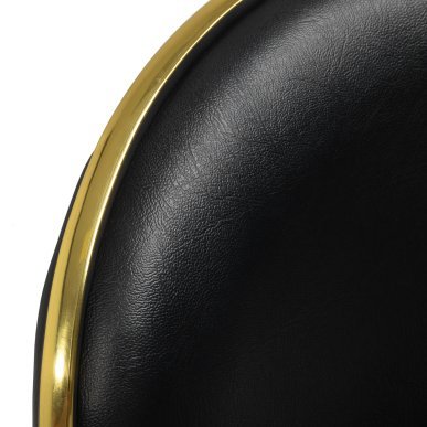 Professionele cosmetische kruk Gabbiano Q-4599G zwart goud met rugleuning voor salons, praktijken en mobiele werkplekken
