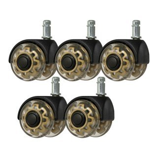 Drukwielen voor krukken Roll Speed Duo met ABEC-7 lagers en dubbele wielen, set van 5 voor salon en werkplek