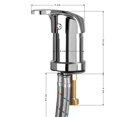 Regendouche mengkraan Gabbiano voor kapperswasunit met brede waterstraal en zwart-chromen afwerking voor professioneel salon