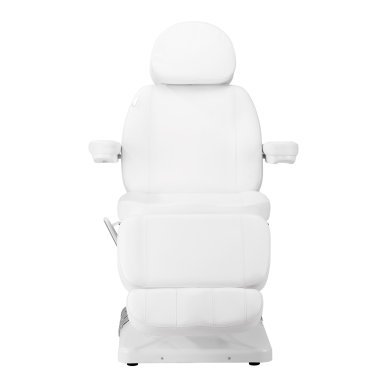 Professionele behandelstoel Sillon Luxury met 3 motoren, witte uitvoering en voetbediening voor salon, beautypraktijk en