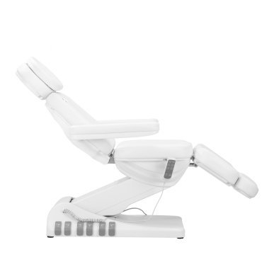 Professionele behandelstoel Sillon Luxury met 3 motoren, witte uitvoering en voetbediening voor salon, beautypraktijk en