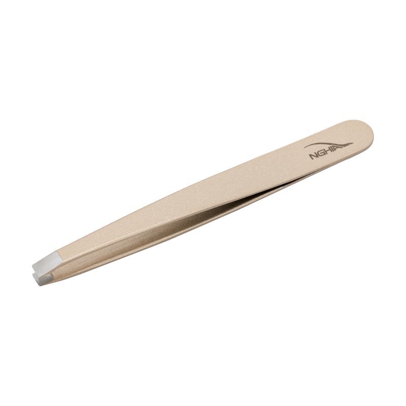 Wenkbrauwpincet NGHIA Export N.404 goud, 4 mm, 9,5 cm, voor nauwkeurige wenkbrauwstyling in salon en beautypraktijk