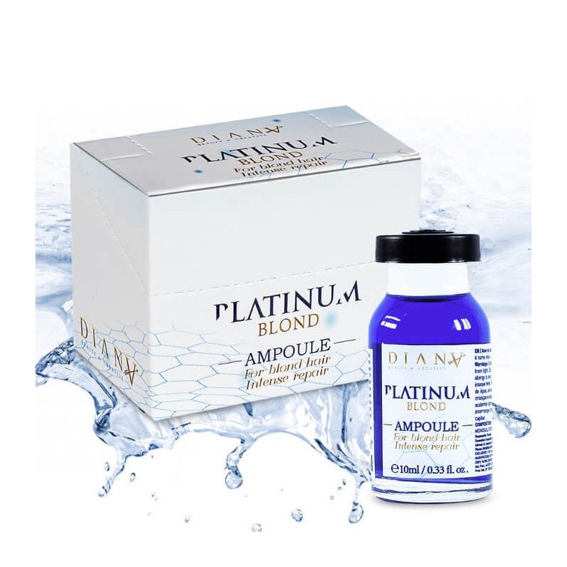 Haarampullen Platinum 6x10ml voor blond en beschadigd haar met paars pigment, regeneratie, glans en koele tint Haarampullen Platinum 6x10ml voor blond en beschadigd haar met paars pigment, regeneratie, glans en koele tint