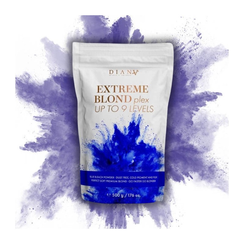 Stofvrij blondeerpoeder Extreme 500g met Plex en violet pigment tot 9 niveaus voor professionele blondeertechnieken