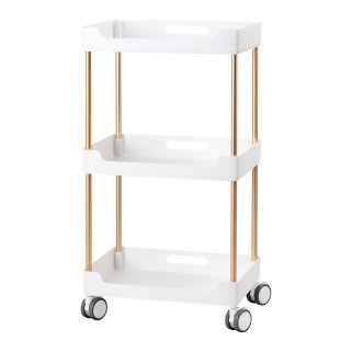 Cosmetische trolley 127 wit met planken voor schoonheidssalon, spa of professionele praktijk, met drie planken en wielen