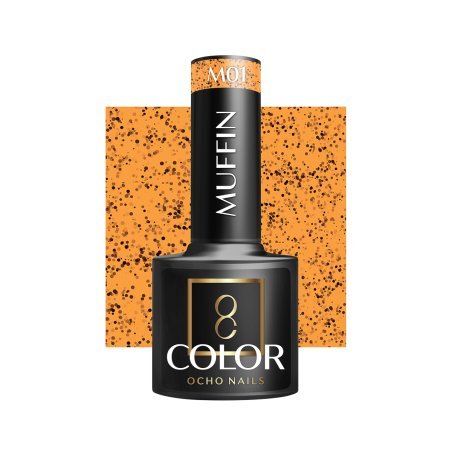 Hybride nagellak OCHO NAILS MUFFIN M01 5 g met spikeleffect voor salonmanicure en creatieve nagelstyling