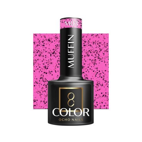 Hybride nagellak OCHO NAILS MUFFIN M03 5 g voor professionele salonmanicure met stipjeseffect en een verzorgde glans