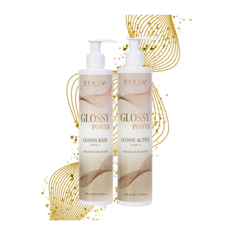 Système capillaire régénérant pour la brillance Glossy Power 2×300 ml avec kératine et émollients Système capillaire régénérant pour la brillance Glossy Power 2×300 ml avec kératine et émollients