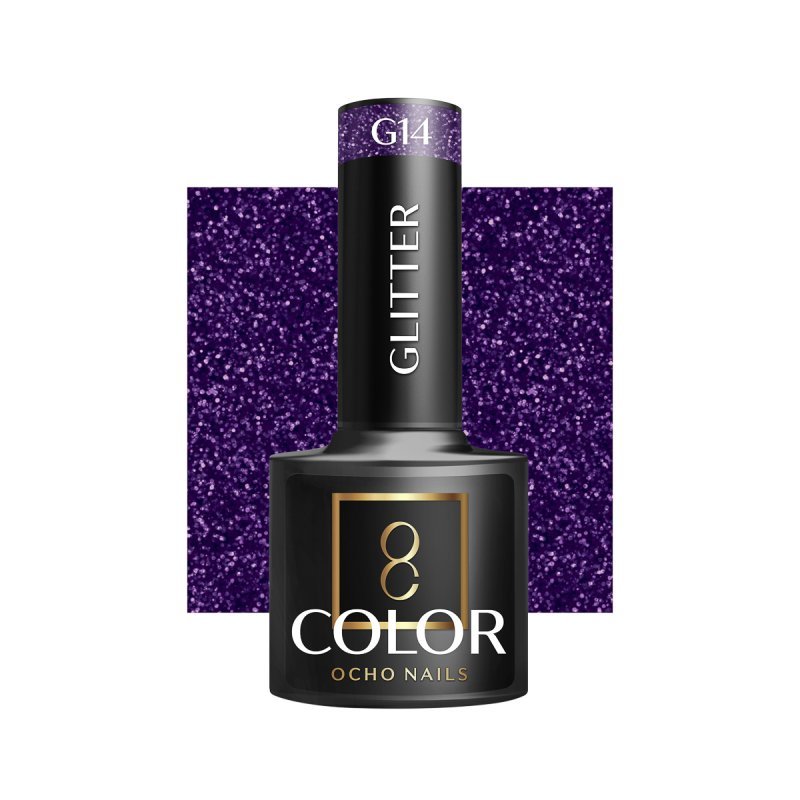 Hybride nagellak OCHO NAILS GLITTER G14 5 g voor salon en nagelstudio met glanzend glittereffect voor elegante nagelstyling