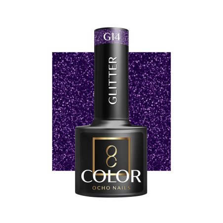 Hybride nagellak OCHO NAILS GLITTER G14 5 g voor salon en nagelstudio met glanzend glittereffect voor elegante nagelstyling