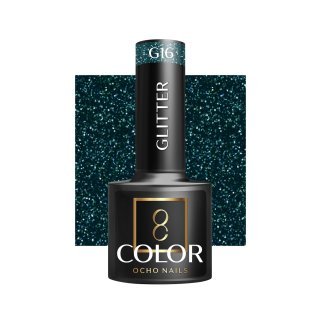 Hybride nagellak Ocho Nails Glitter G16 5 g met fonkelende deeltjes, intense glans en duurzame manicure voor salon en studio