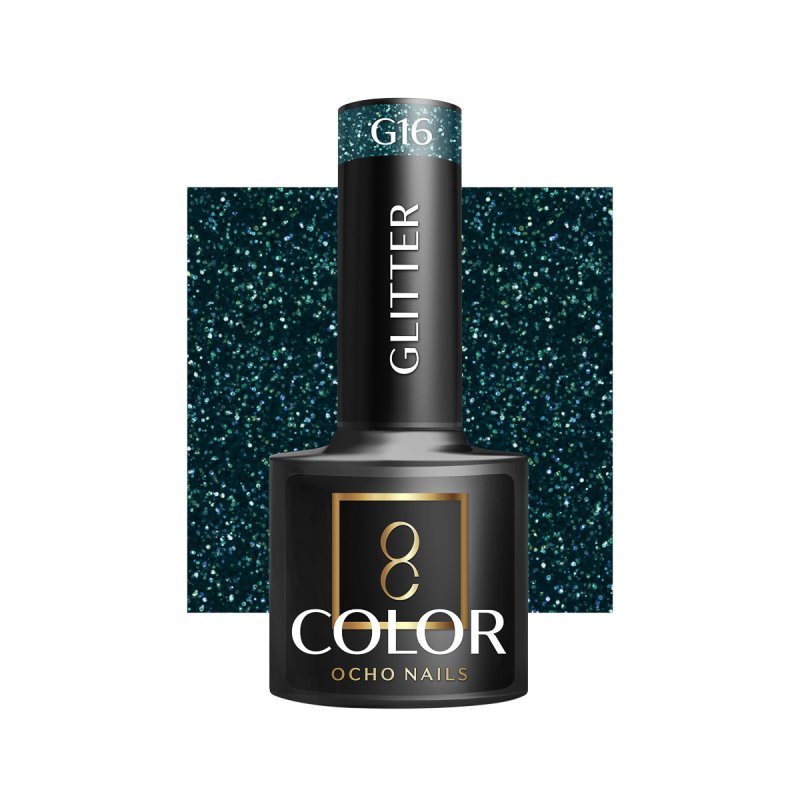 Hybride nagellak Ocho Nails Glitter G16 5 g met fonkelende deeltjes, intense glans en duurzame manicure voor salon en studio
