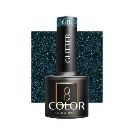 Hybride nagellak Ocho Nails Glitter G16 5 g met fonkelende deeltjes, intense glans en duurzame manicure voor salon en studio