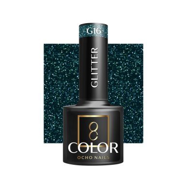 Hybride nagellak Ocho Nails Glitter G16 5 g met fonkelende deeltjes, intense glans en duurzame manicure voor salon en studio