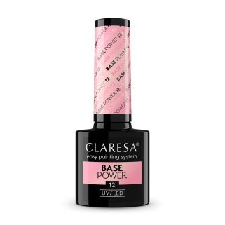 Versterkende hybride base Claresa Power Base 12 5 g nude roze glans, zelfnivellerend voor gevoelige nagels