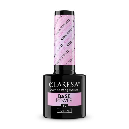 Versterkende hybride base Claresa Power Base 13 5 g met koele roze glans voor manicure, french en babyboomer