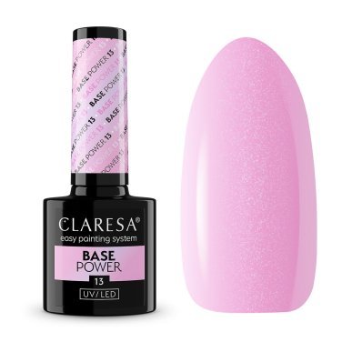 Versterkende hybride base Claresa Power Base 13 5 g met koele roze glans voor manicure, french en babyboomer