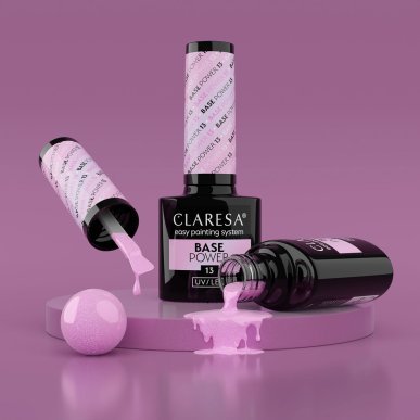 Versterkende hybride base Claresa Power Base 13 5 g met koele roze glans voor manicure, french en babyboomer