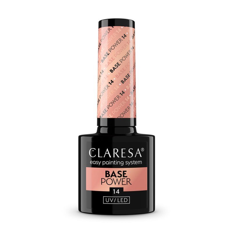 Versterkende hybride base Claresa Power Base 14, 5 g, diepe nude roze-paarse glans voor manicure en pedicure