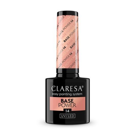 Versterkende hybride base Claresa Power Base 14, 5 g, diepe nude roze-paarse glans voor manicure en pedicure